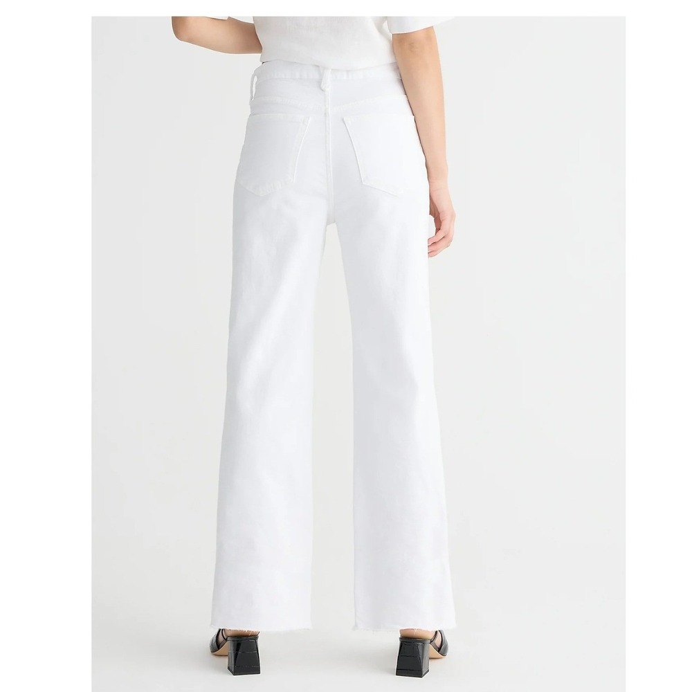J Crew Slim Wide Leg Jeans Winter White Wash Raw Hem Jeans Minimalist Preppy 29 - Picture 2 of 10